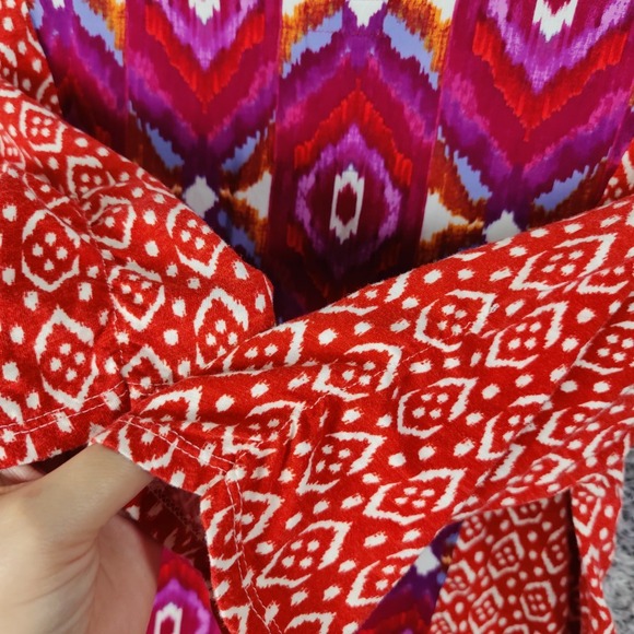 Akemi + Kin Anthro Ikat Bohemian‎ Tunic Top Blouse 3/4 Sleeve Red Womens Size L - Picture 7 of 8